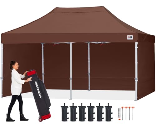 Image of ABCCANOPY Commercial Pop Up Canopy Tent with Sidewalls 10X20,Brown