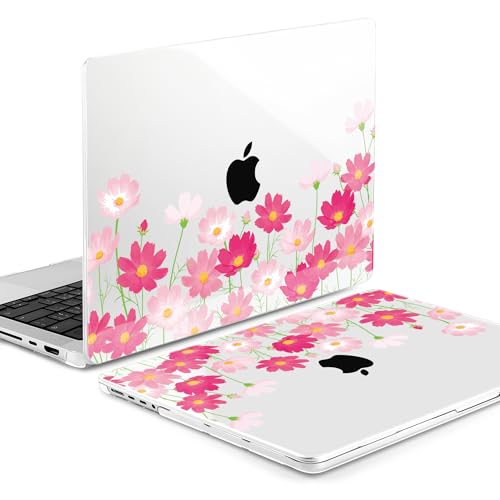 Image of MEEgoodo Case for MacBook Pro 14 inch (M5 /M4 /M3 /M2 /M1) Pro /Max 2026 2025 2024 2023 2021, Laptop Case Fit Model A3427 /A3426 /A3434 /A3112 /A3401 /A3185 /A2918 /A2992 /A2779 /A2442, Bright Pink Flowers