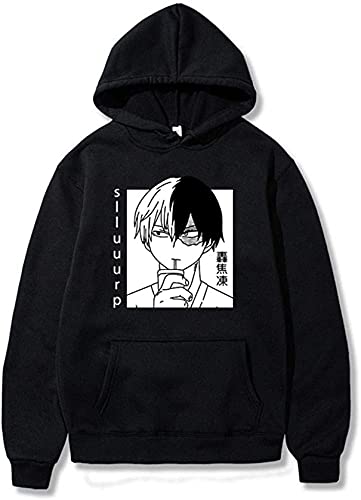 Nesthome Mi héroe Academia Shoto Todoroki Sudadera con capucha estampada para hombre/mujer Sudadera de manga larga, Negro , S