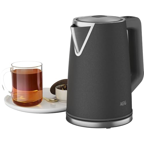 AEG Wasserkocher Deli 5 | 2400 Watt | 5 einstellbare Temperaturstufen | 1,7 l | automatische Sicherheitsabschaltung | Anti-Tropf-, Turbo- und Warmhaltefunktion | Energiesparend | Anthrazit | K5-1-6AN