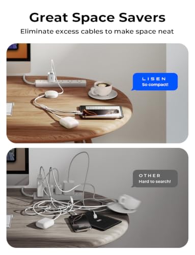 Image of LISEN Multi Charging Cable, 3 in 1 Retractable Charging Cable, Retractable Car Charger with Type C /L /Micro USB Ports for iPhone 17 16 15 14 Pro /Samsung Galaxy S25 /Kindle, Car Accessories, Off-White