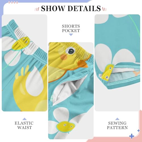 ZZXXB Lovely Chick Flowers Boys Long Pants Soft Trousers Elastic Waist Kids Lounge Bottoms with Pockets S-XL4