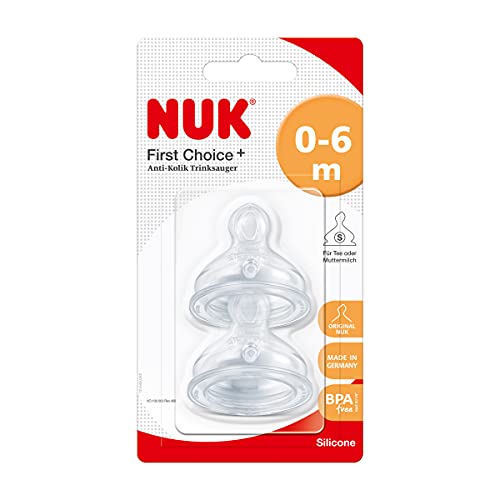 NUK First Choice+ Silicone Teat, 2 Pack, Small, Age 0-6m