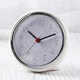 JIBANG Bathroom Wall Clock, Waterproof Suction Cup Silent Non Ticking Clocks with Stand for Desk Bedroom Home Office School (4 Inch, White)