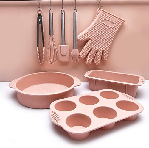 Faderr 8pcs Baking set,Complete Cake Baking Set, Silicone Bakeware Baking Set, Non-Stick Baking Set,Easy Demold for Beginners,Teenagers and Adults Baking Starter Kit
