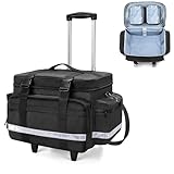 Damero Medizinische Tasche mit abnehmbarem Trolley für Ausrüstung - Abnehmbare Fächer und Trennwände - Erste-Hilfe für Krankenschwestern und Ärzte zu Hause, Schwarz