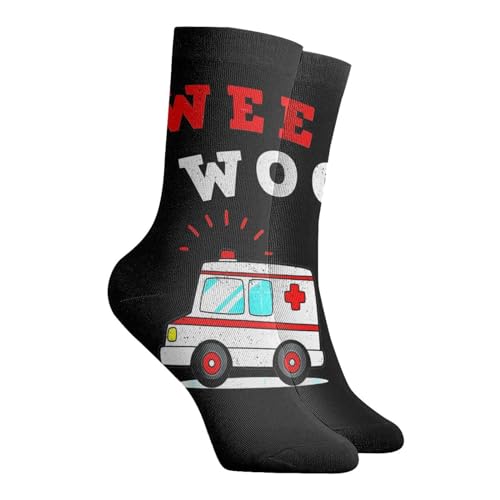 Wee Woo Ambulance Amr Funny Ems Emt Paramedic Running Socks Ventilating Comfort Cool Crew Socks for Unisex, Painting2