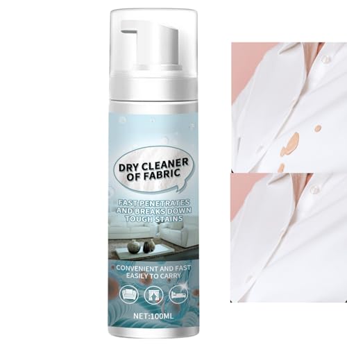 100ml Home Dry Cleaning Kit for Clothes Fast Effective Dry Cleaning Spray for Clothes&Upholstery No Water Wash Wool Cleaner&Stain Remover Portable Dry Clean Spray Useful Fabric Sofa Cleaning Foam