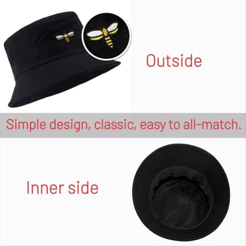 Image of Cotton Bucket Hat for Women Men Summer Travel Sun Beach Bucket Cap, Unisex Outdoor Fisherman Hat