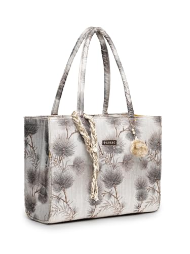 Image of ENSAC Women's Floral Print Tote Bag | Lightweight Handbag with Zipper Closure