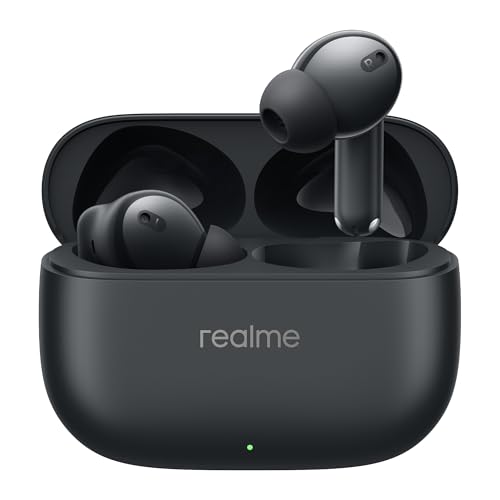 realme Buds T310 True Wireless in-Ear Earbuds with 46dB Hybrid ANC, 360° Spatial Audio, 12.4mm Dynamic Bass Driver, Upto 40Hrs Battery and Fast Charging (Vibrant Black) view 1