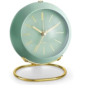 Analog Alarm Clocks, 4” Small Retro Desk Clock with Night Light, Silent No Ticking, Bedroom Bedside Alarm Clock Room Decor, Battery Powered