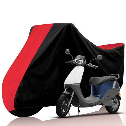 Image of All Weather Protection Two Wheeler Cover for Ola Electric S1 X, Scooter & Scooty | Anti Dust, 100% Water Resistance, Heat Resistant, UV Proof - Triple Stitched | (Black Top Red)