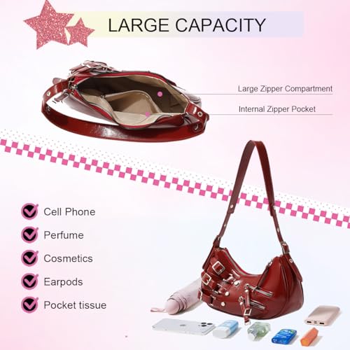 Sunwel Fashion Y2k Under the Arm Purse Goth Shoulder Bag Aesthetic Grunge Bag for Women4