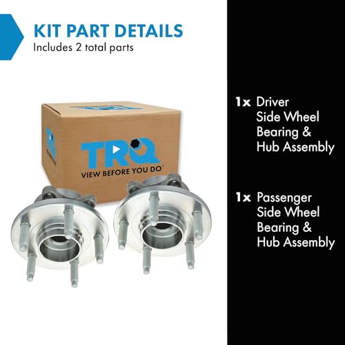 Image of TRQ 2 Piece Rear Wheel Bearing & Hub Assembly Set Compatible with 2011-2014 Ford Edge 2009-2019 Flex 2013-2019 Police Interceptor Sedan 2014-2018 Special Service Police Sedan 2010-2019 Taurus 2009-20