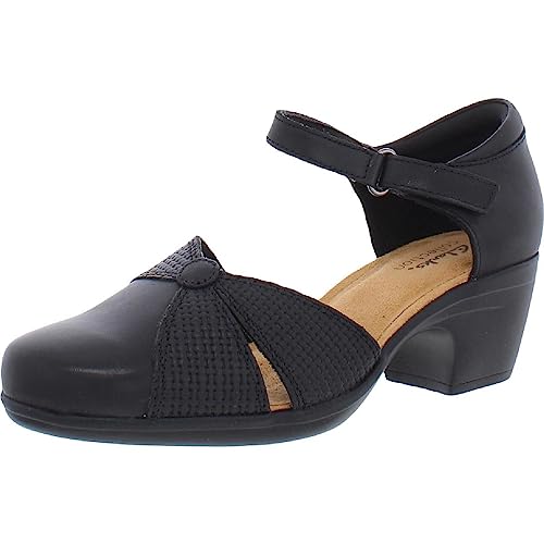 Clarks Emily RAE Pump, Black Leather, 9.5 Narrow