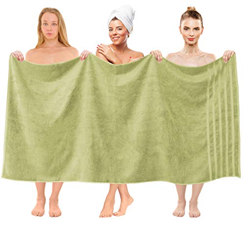 Image of American Soft Linen Luxury 4 Piece Bath Towel Set, 600 GSM 100% Cotton Turkish Bath Towels for Bathroom, 27x54 in Large Bathroom Shower Towels, Light Grey