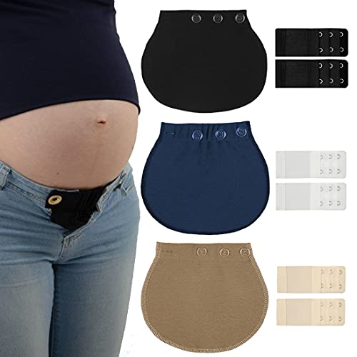 Simoda Extensor de Pantalones de Maternidad Extensor de Cintura y Extensor de Sujetador Extensor de Cintura de Embarazo Ajustable Alargador de Pantalones Elástico para Mujeres Embarazadas Cover