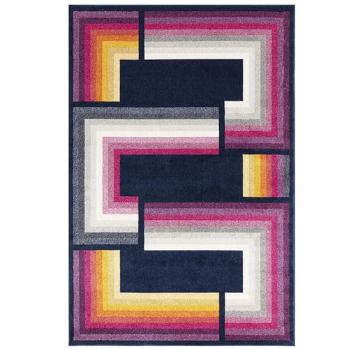 Asiatic Edits Low Pile Geometric Navy Multi Indoor Rug for Living room Bedroom, Conservatory, Hallway, Large Area - Image 2