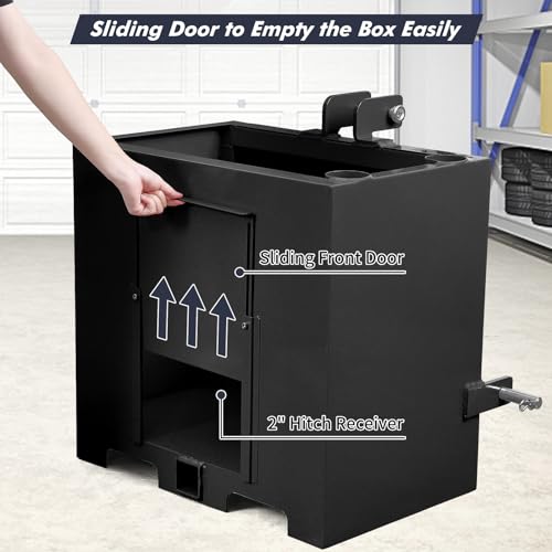 Image of Garvee Ballast Box 3 Point Category 1 Tractor, 800 LBS Capacity Ballast with 2 in Hitch Receiver, Fits Category 1 Tractor Attachment, Black