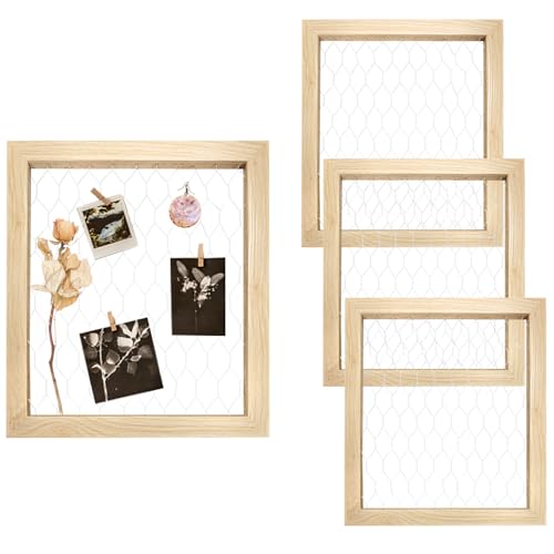 Gainspra 4 Pcs Unfinished Wood Chicken Wire Frame 11 x 9.5 Inch Rustic Wood Window Frame for DIY Crafts Photo Display Jewelry Organizer Farmhouse Wall Decor