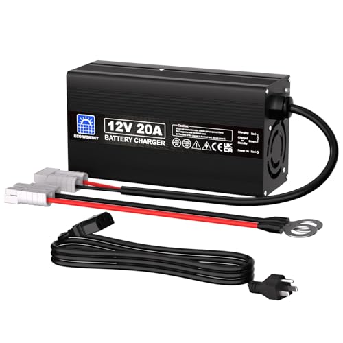 ECO-WORTHY 12V 20A Lithium Battery Charger 14.6V LiFePO4 Battery Charger with Anderson Connector Automatic Smart & Maintenance for Deep Cycle Rechargeable Battery Boat RV