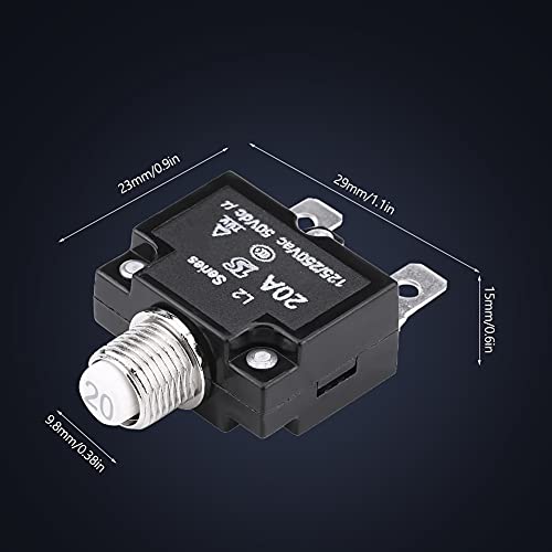 Thermal Overload Protector, Ac 125/250V Push Button Circuit Breaker Advanced Fitness Power Entry Thermal Circuit Breaker Protector (20A) Generator Circuit Breaker 5000 Watt Generator Circuit Breaker #TOP2