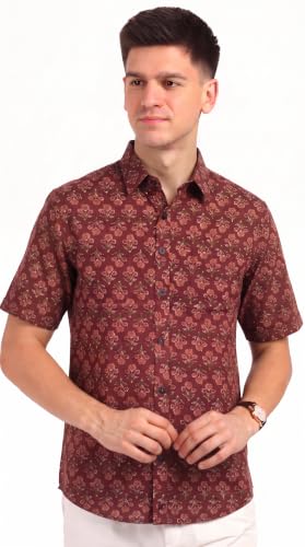 Image of BLOCKS OF INDIA Cotton Hand Block Print Half Sleeves Summer Shirt for Men
