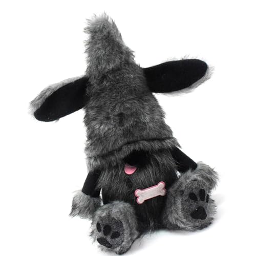 FANSHINUO Schwarzer Hund Zwerge Modell Plüschfigur Puppen stehend sitzend skandinavisch schwedische Tomte Skulptur Figur Party Decors Plüsch Hund Zwerge Figur