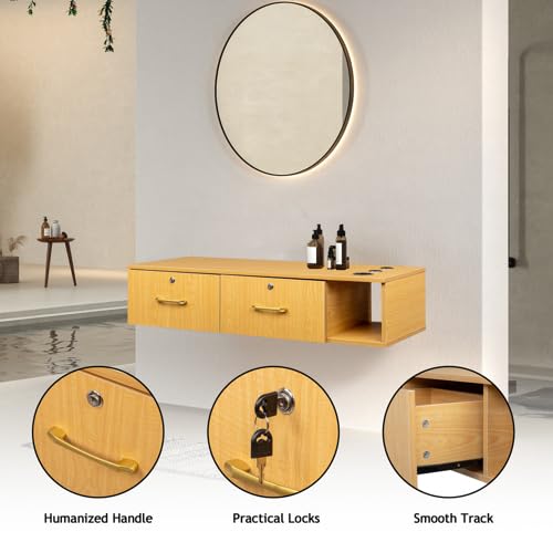 Wall-Mount-Hair-Styling-Station-Salon-Storage-Cabinet-with-1-Lockable-Drawer-3-Hair-Dryer-Holders-Barber-Beauty-Spa-Salon-Equipment-Wood-Color