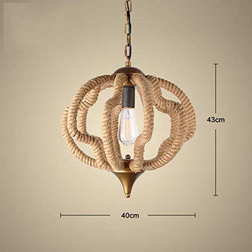Lustre corde de chanvre LED style rétro industriel pour salon et café