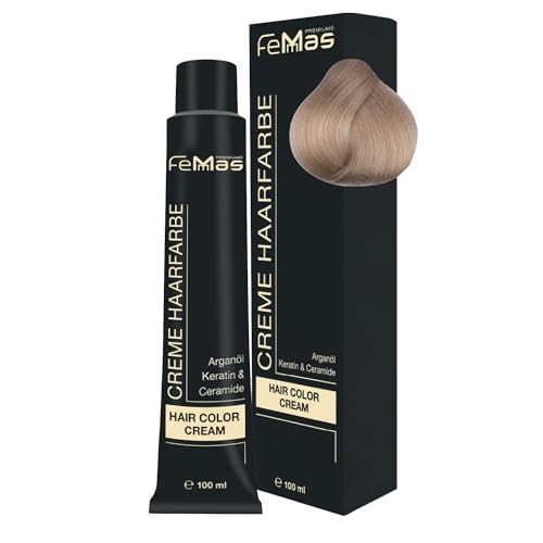 FemMas tinte para el cabello Rubio platino Intensivo 11.0 I Crema colorante con aceite de argán, queratina y ceramidas I Coloración permanente o tinte I Resultados brillantes I 100 ml