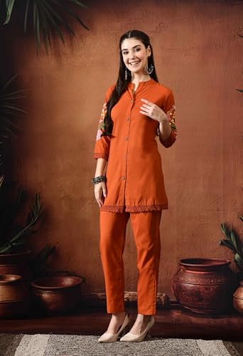 Image of Truvon Fashions Stylish Women's Co-Ord Kurta with Pant Set Cotton Floral Kurti for Women