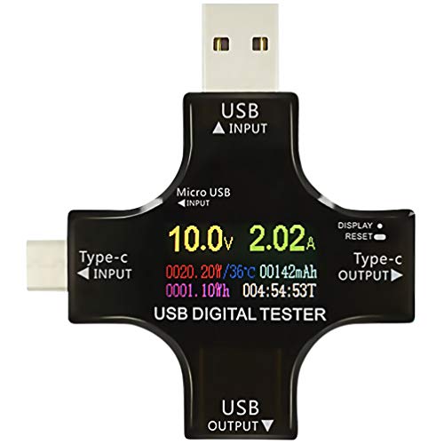VILLCASE 2 Em 1 Tipo C Usb Tester Tela Colorida Lcd Multímetro Digital Usb C Voltímetro Corrente Vol