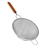 Excellante Stainless Steel Strainer with Wooden Handle, Single, Fine, 10