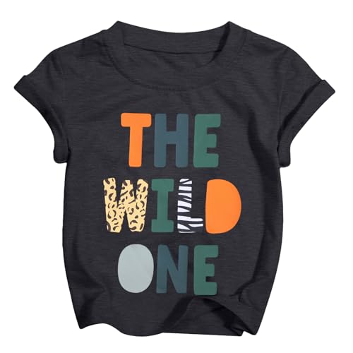 Image of Family Trips Matching Shirts : Wild One Print Tee Safari Animal Theme Parent-Child Outfit