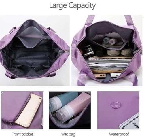 Image of Yatee Foldable Trolley Travel Bag with Wheels for Women & Men, Expandable Rolling Duffel Bag, Large Capacity Lightweight Luggage, Waterproof Carry Tote with Detachable Wheels for Travel