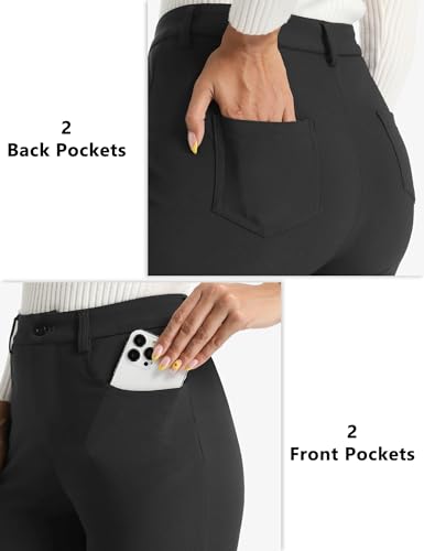 Foucome Women's Bootcut Dress Pants Business Casual Flare Work Pants Stretchy Office Slacks with Pockets3