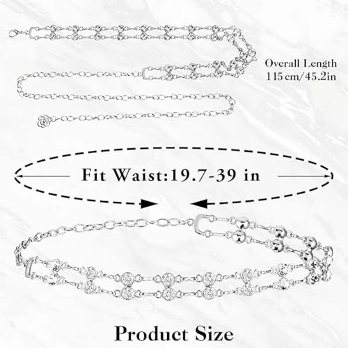 Rhinestone Chain Belts Thin Sparkly Waist Belt Adjustable Crystal Wedding Waist for Women4