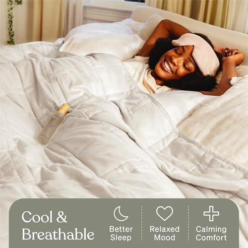Image of Baloo Weighted Blanket for Adults 15 lb Full /Queen (Moss, 60 inchx80 inch) | Cool & 100% Cotton | Machine Washable & Dryer Safe | Glass Microbead Fill
