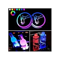 Cup Holder Lumineux Voiture Sous-verres LED Youngine - 2 Pack - Capteur Vibration + Solaire - 7 Couleurs - Étanche IP67 Tapis Porte-gobelets Voiture