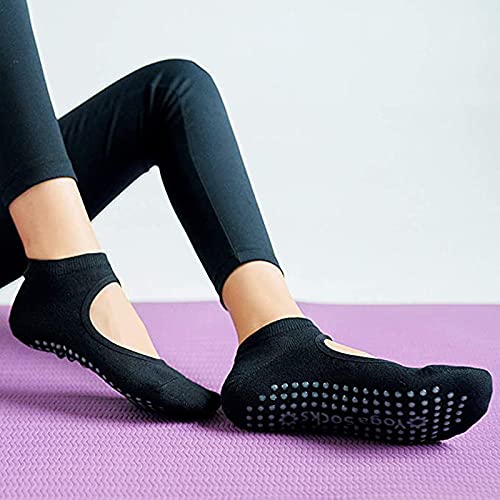 5 Paires De Chaussettes Yoga GWAWG Femme - Antidérapantes Avec Semelle Silicone - Pour Pilates, Ballet, Fitness