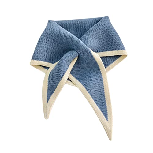 Meoliny Knit Triangle Neck Scarf Autumn Warm Scarf Winter Neck Warmer for Women Neckerchief Winter Shawl Warm Scarf,blue