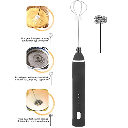 Espumador de Leche, Batidor de Huevos Eléctrico 6300~13000RPM Negro Multifuncional para Cafetería para Pastelería - Imagen 5