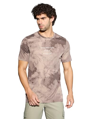 Image of TECHNOSPORT Men's Regular Fit Half Sleeve Crew Neck T-Shirt, TECHNOCOOL+ Quick Dry Moisture Wicking Stretchable Sports Gym and Casual Wear