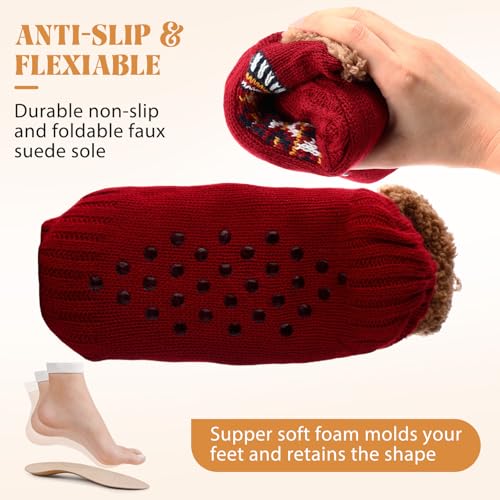 Liitrsh 6 Pairs Women's Fuzzy Slipper Socks with Grips Winter Warm Thick Cabin Thermal Socks Non Slip for Christmas Stocking Stuffers Women Adults Cozy Holiday Gifts3