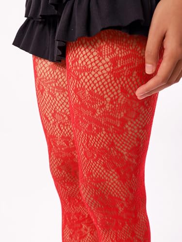Image of Sacina Red Lace Tight, Red Pantyhose for Women, Sheer Fishnet, Flower Stocking, Gothic Accessories