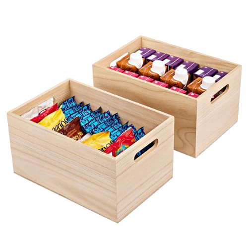 Sorbus Unfinished Wood Crates - Organizer Bins, Wooden Box for Pantry Organizer Storage, Closet, Arts & Crafts, Cabinet Organizers, Containers for Organizing (2 Pack)