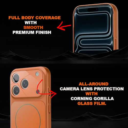 Image of SHINESTAR iPhone 17 Pro Max Case - Premium Shockproof Protective Cover, Wireless Charging Compatible, Slim & Durable Luxury Back Cover with Camera Protection (Orange)