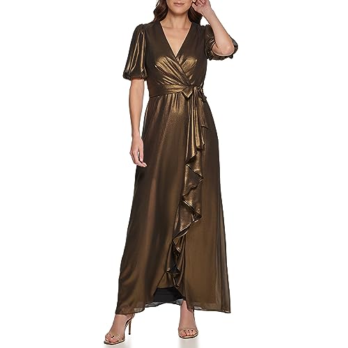 dkny gold dress Sequin Sleeveless Boatneck Gown | Gown main image 0